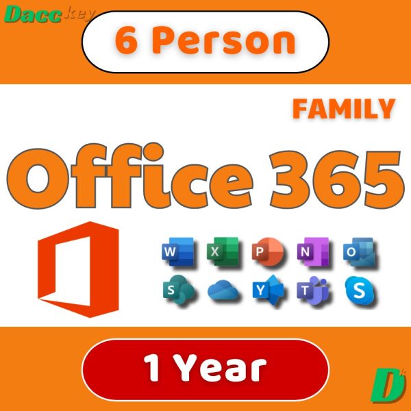 Office 365 Family Account 1 Year 6 Users