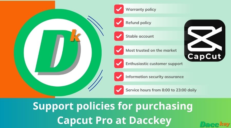 Support policies for purchasing Capcut Pro at Dacckey