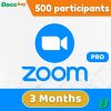 Zoom pro account 500 participants 3 Months